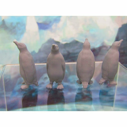 4 Piece Artic Penguins Set Mini Miniature 3D Printed Figure Model 28/32mm Scale
