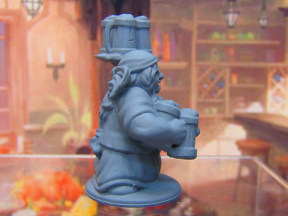 Dwarven Female Waitress Bartender Mini Miniature Dwarf 3D Printed Model 28/32mm