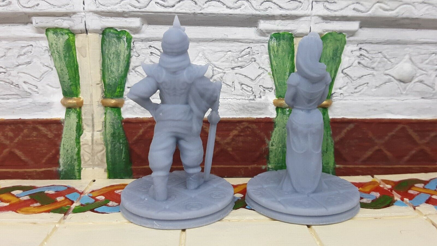 Arabian Prince & Princess Mini Miniature Figure 28-32MM Resin 3D Printed D&D