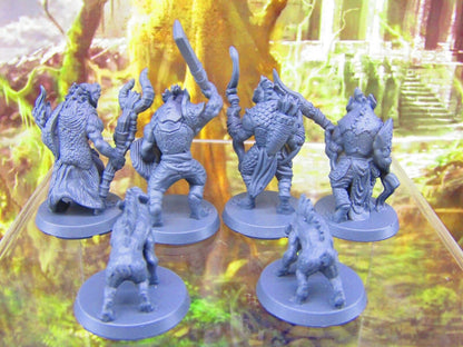 6pc Gnolls and Hyenas Encounter Set Mini Miniatures 3D Printed Resin Model