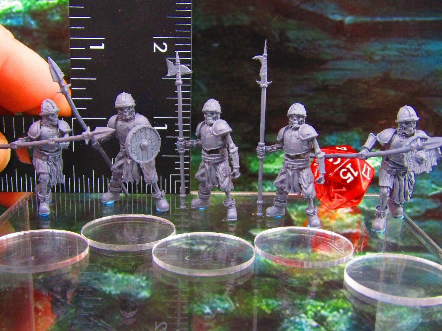 5pc Undead Skeletal Spearman Warrions Soldiers Skeletons Mini Miniatures 3D