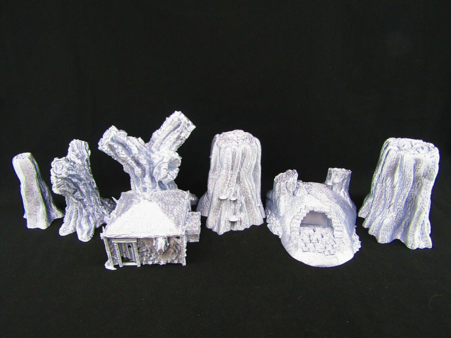 Dark Forest Woods w/ Burrow and House Scatter Terrain Scenery 3D Printed Mini