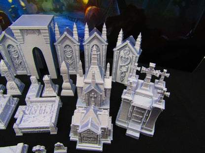 23pc Tombs, Gravestones, & Mausoleums Graveyard Collection Grave Set 3D Print