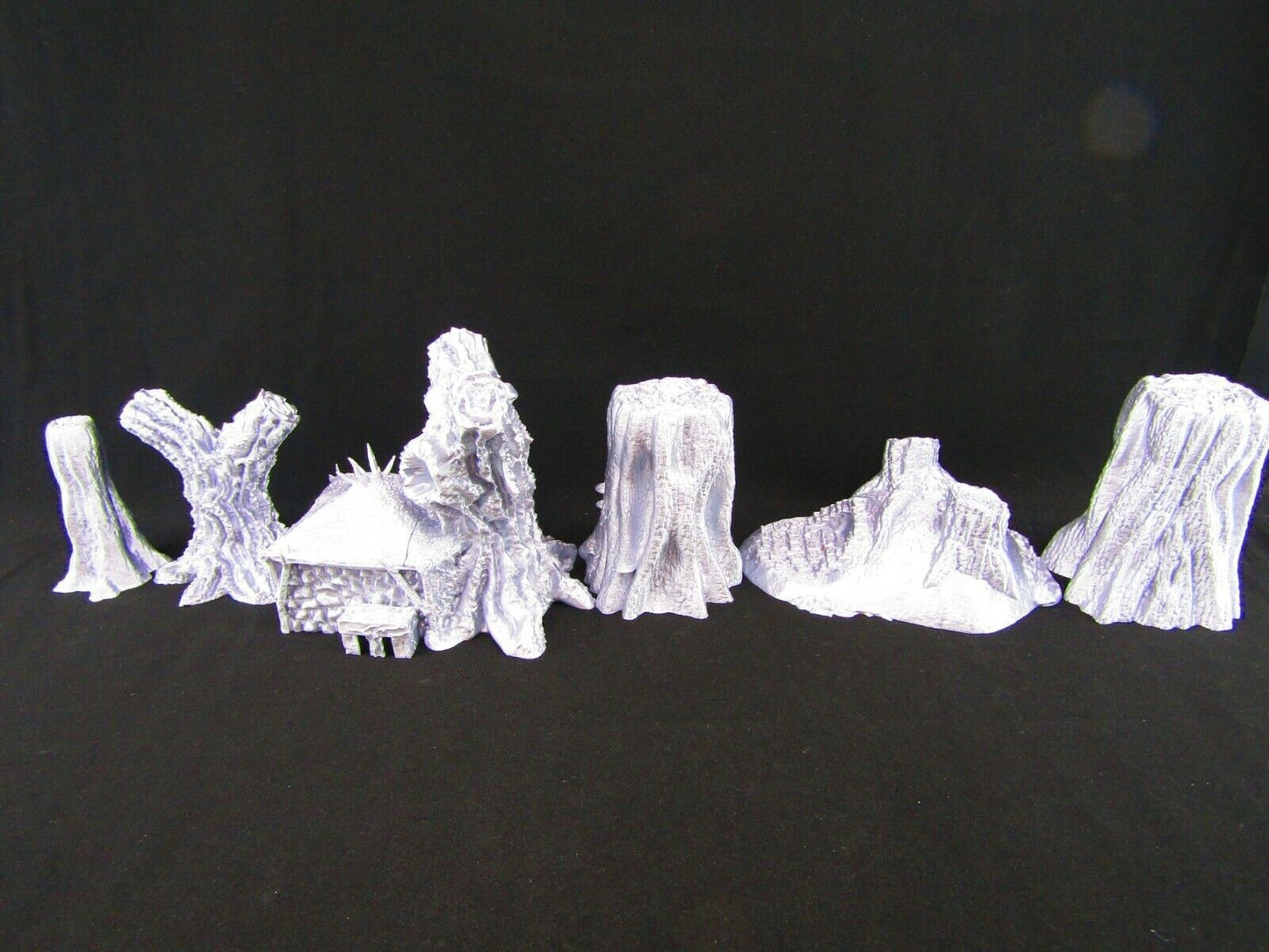 Dark Forest Woods w/ Burrow and House Scatter Terrain Scenery 3D Printed Mini