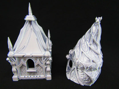 Small Dark Elf Hut Houses Pair Scatter Terrain Scenery 3D Printed Mini Miniature