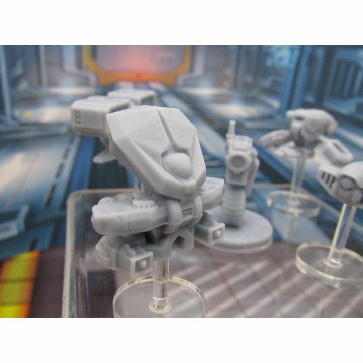 5 Piece Drone Bot Droid Robot Lot Mini Miniature 3D Printed Figure Model