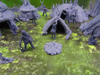 Prehistoric Caveman Tribal Village Rampart Set Mini Miniature Model Character