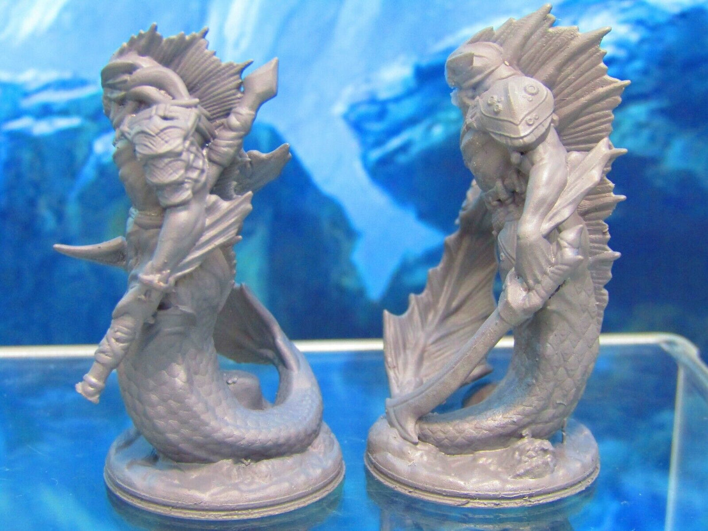 Merrow Merman Monster Sea Creature Pair Mini Miniature Figure 3D Printed Model