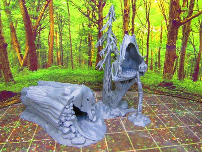 Hollowed Log Tree House Pair Set Scatter Terrain Scenery 3D Printed Figure Model