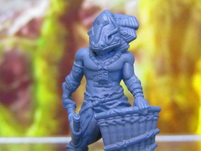 Masked Tribal Jungle Warrior Lizard Warrior Miniature Figure 3D Printed Model