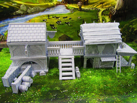 Village Center Mill, Stable, Blacksmith, & Shops Scatter Terrain Scenery 3D