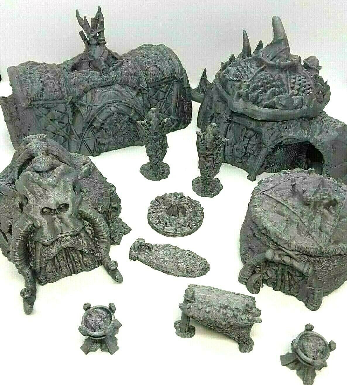 11 Piece Barbarian Tribal Village Scenery Terrain Mini Dungeons & Dragons D&D