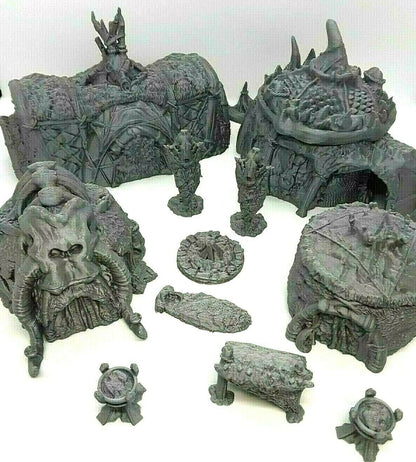 11 Piece Barbarian Tribal Village Scenery Terrain Mini Dungeons & Dragons D&D