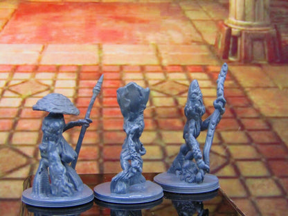 3pc Myconid Shroomie Mushroom Folk Set Mini Miniature Model Character Figure
