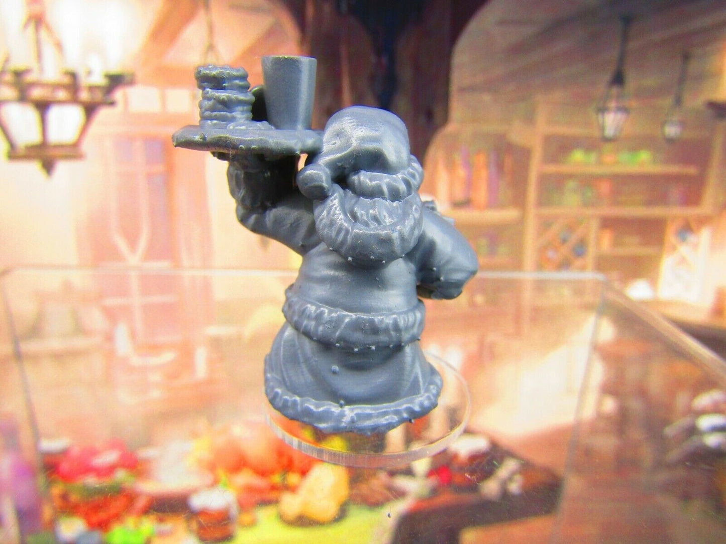 Dwarf Christmas Waitress Mini Miniature Figure 3D Printed Model 28/32mm Scale