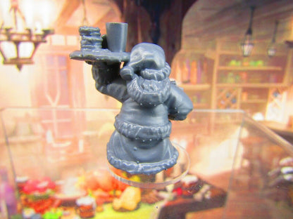 Dwarf Christmas Waitress Mini Miniature Figure 3D Printed Model 28/32mm Scale