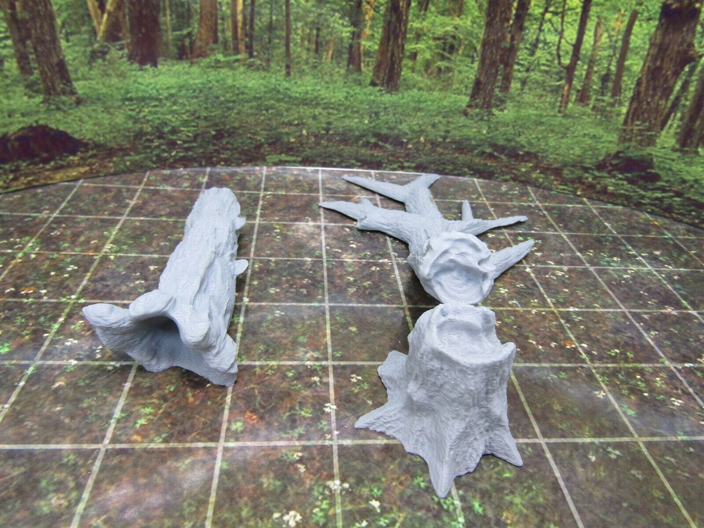 Fallen Tree and Mossy Log Pair Mini Scenery Terrain 3D Printed Model 28/32mm