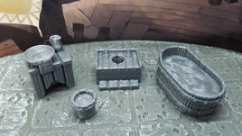 4 Piece Privy Bathroom Set 28mm Scale Fantasy Scatter Terrain Model for RPG Tabletop Fantasy Games Dungeons & Dragons 3D Printed
