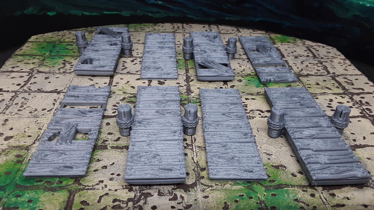8 Piece Ship Dock Board Walk Set 28mm Scale Fantasy Scatter Terrain for RPG Fantasy Games Dungeons & Dragons 3D Printed
