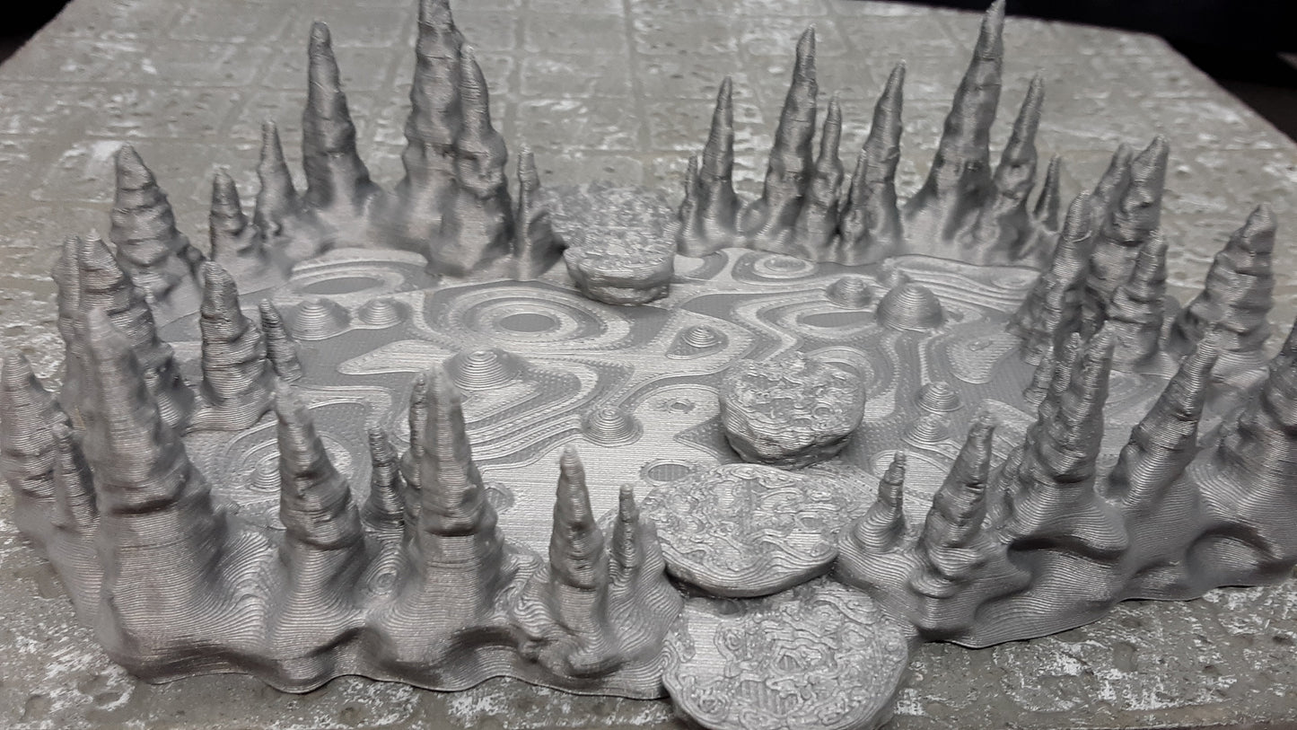 5 Piece Cavern Cave Stalagmite Pool 28mm Scale Fantasy Scatter Terrain Model for RPG Tabletop Fantasy Games Dungeon's & Dragons 3D Printed