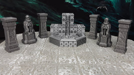 7 Piece Dwarven Halls Stone Fountain, Pillars, Statues Scatter Terrain Miniature Model 28mm Scale RPG Fantasy Dungeons & Dragons 3D Printed