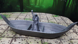 Ferry Boat with Hooded Mysterious Ferryman Miniature Figure Model 28mm Scale RPG Fantasy Dungeons & Dragons 3D Printed
