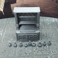 
              10 Piece Liquor Cabinet Shelf and Bottle Set 28mm Scale Fantasy Scatter Terrain for RPG Tabletop Fantasy Games Dungeons & Dragons 3D Printed
            