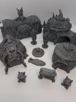 11 Piece Barbarian Tribal Village Set Removable Roofs Scatter Terrain Scenery 28mm Dungeons & Dragons 3D Printed Miniature Wilds Wintertide