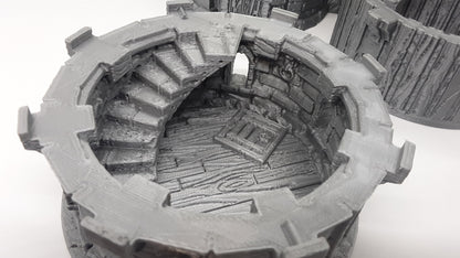 4 Floor Modular Watchtower Stone Castle Terrain Scenery 28mm Dungeons & Dragons 3D Printed Mini Miniature Model Tabletop War Gaming