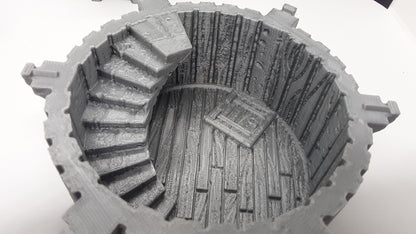 4 Floor Modular Watchtower Stone Castle Terrain Scenery 28mm Dungeons & Dragons 3D Printed Mini Miniature Model Tabletop War Gaming