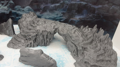 8 Piece Rocky Icy Mountain Scatter Terrain Scenery Set 28mm Dungeons & Dragons 3D Printed Mini Miniature Model Wilds of Wintertide
