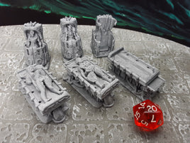6 Piece Dissection Tables and Containment Tubes Scatter Terrain Scenery Dungeons & Dragons or Sci Fi 3D Printed Mini Miniature Model