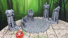 4 Piece Ruined Statue Ring Scatter Terrain Scenery 28mm Dungeons & Dragons 3D Printed Mini Miniature Model Tabletop War Gaming