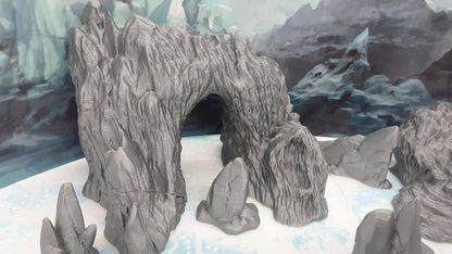 8 Piece Rocky Icy Mountain Scatter Terrain Scenery Set 28mm Dungeons & Dragons 3D Printed Mini Miniature Model Wilds of Wintertide