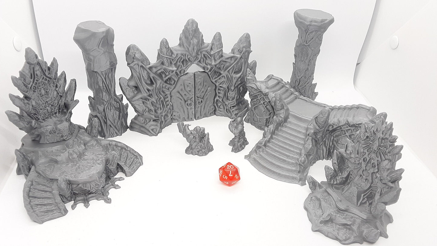 12 Piece Icy Palace Castle Set Scatter Terrain Scenery 28mm Dungeons & Dragons 3D Printed Mini Miniature Model Wilds of Wintertide