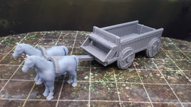 Horse & Wagon Cart Set 28mm Scale Fantasy Terrain Tile Decoration Model for RPG Tabletop Fantasy Games Dungeon's and Dragons 3D Printed