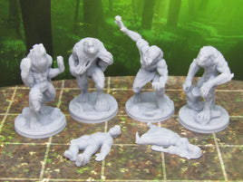 4 Werewolves and Victims Encounter Miniature Mini 3D Printed Resin Model 28/32 mm Scale RPG Fantasy Games Dungeons & Dragons Tabletop Gaming