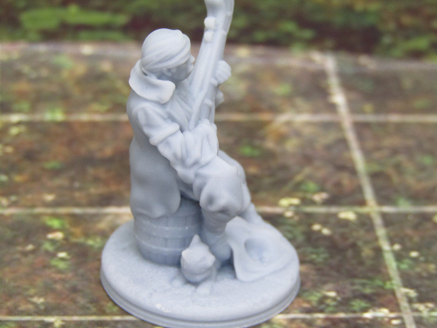 Street Performer Musician Bard & Cat Mini Miniature Figure 3D Printed Model 28/32mm Scale RPG Fantasy Games Dungeons Dragons Tabletop Gaming