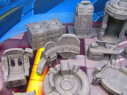 24 Piece Space Star Ship Terrain Scenery Miniature 3D Printed Model 28/32mm Scale Sci Fi Science Fiction RPG Tabletop Gaming