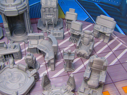 24 Piece Space Star Ship Terrain Scenery Miniature 3D Printed Model 28/32mm Scale Sci Fi Science Fiction RPG Tabletop Gaming