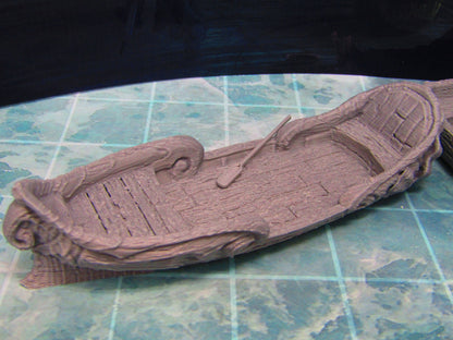 Longboat and Rowboat Pair w/ Oars Scatter Terrain Scenery 3D Printed Model 28/32mm Scale Fantasy RPG Tabletop Gaming Dungeons & Dragons