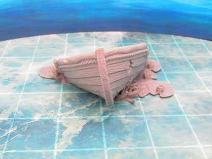 Sunken and Breaching Boat Ship Scatter Terrain Scenery 3D Printed Model 28/32mm Scale Fantasy RPG Tabletop Gaming Dungeons & Dragons