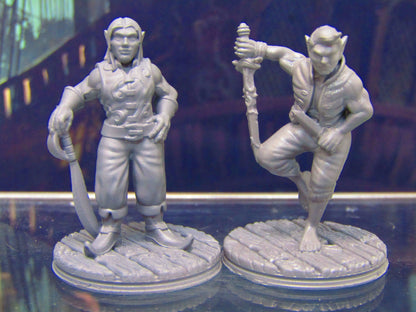 Elf Pirate Pair Mini Miniature Figure 3D Printed Model 28/32mm Scale Fantasy RPG Tabletop Gaming Dungeons & Dragons