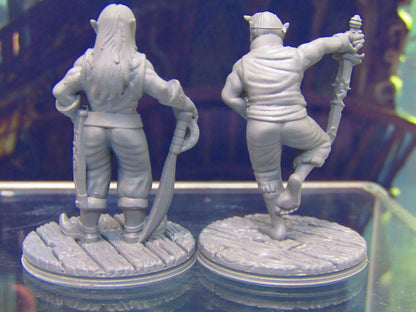 Elf Pirate Pair Mini Miniature Figure 3D Printed Model 28/32mm Scale Fantasy RPG Tabletop Gaming Dungeons & Dragons