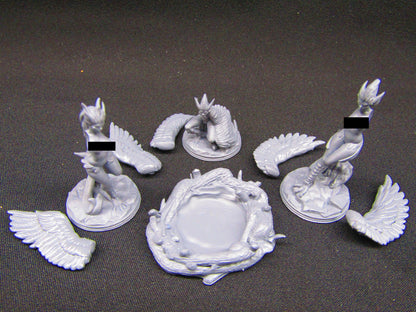 Lot of 3 Harpies Harpy Bird Monsters Mini Miniature Figure 3D Printed Model 28/32mm Scale Fantasy RPG Tabletop Gaming Dungeons & Dragons