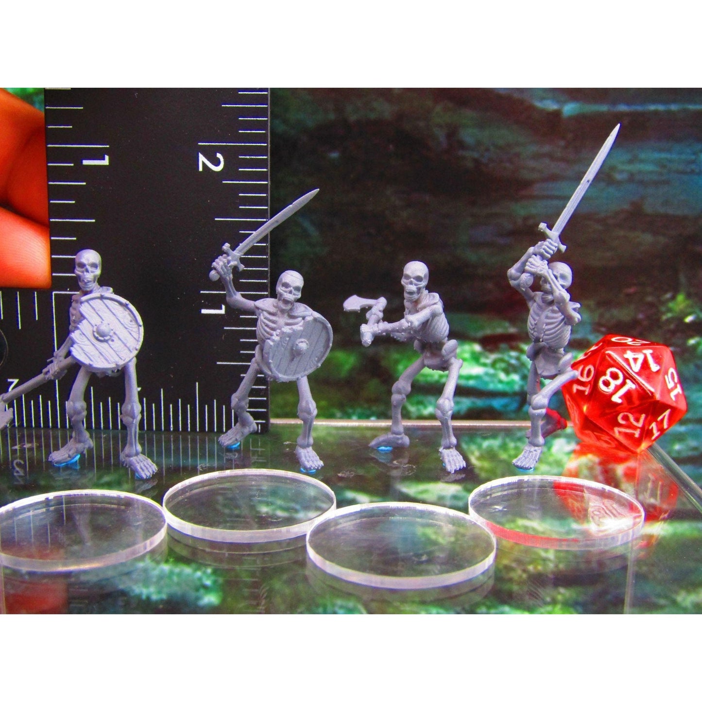 4pc Undead Skeletons Unarmored Fighters Mini Miniatures 3D Printed Model 28/32mm Scale RPG Fantasy Games Dungeons & Dragons Tabletop Gaming