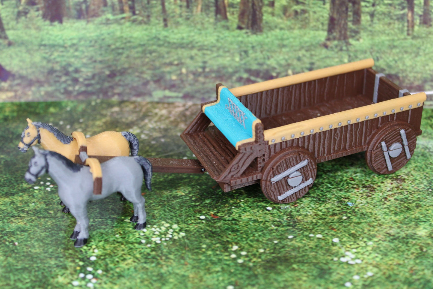 Horse and Wagon Cart Set in Color Scatter Terrain Scenery Mini Miniature Model 28mm/32mm Scale RPG Tabletop Gaming Wargaming D&D Fantasy