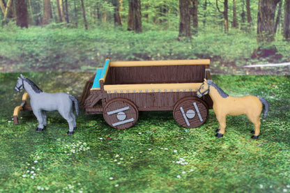 Horse and Wagon Cart Set in Color Scatter Terrain Scenery Mini Miniature Model 28mm/32mm Scale RPG Tabletop Gaming Wargaming D&D Fantasy